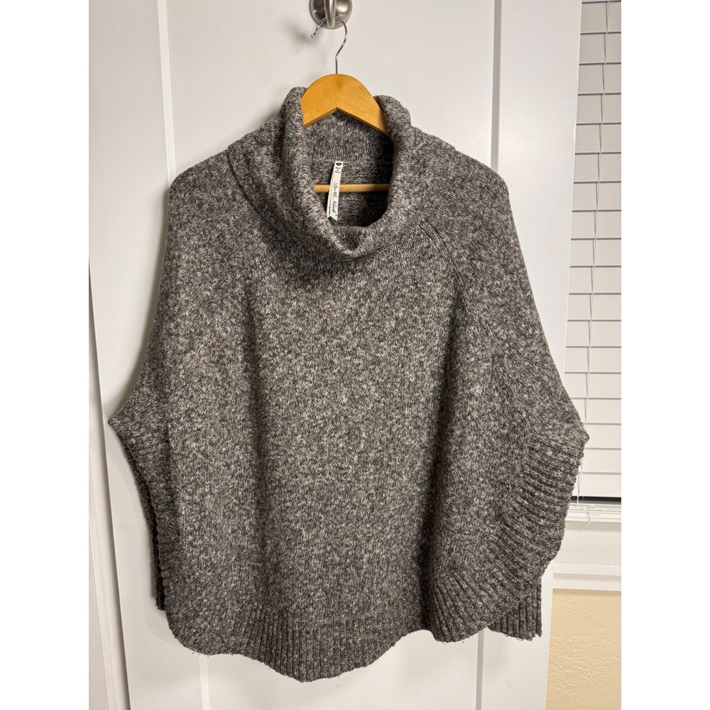 Leo & Nicole Womens Oversized Cowl Neck Marled Knit Slouchy Sweater Grey Brown L